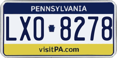 PA license plate LXO8278