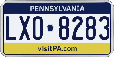 PA license plate LXO8283