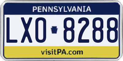PA license plate LXO8288