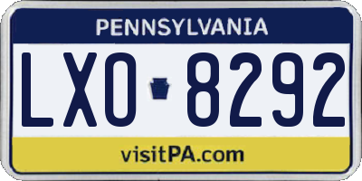 PA license plate LXO8292