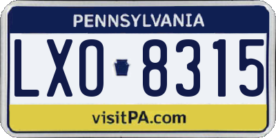 PA license plate LXO8315
