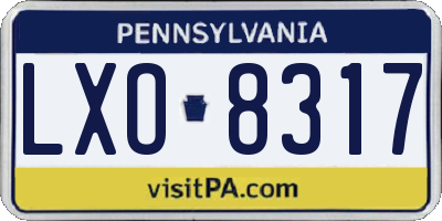 PA license plate LXO8317