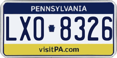 PA license plate LXO8326