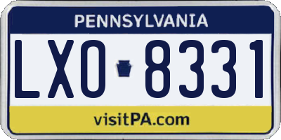PA license plate LXO8331