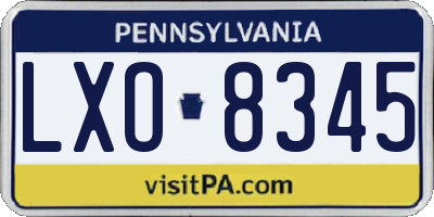 PA license plate LXO8345