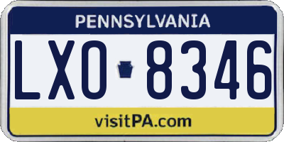 PA license plate LXO8346