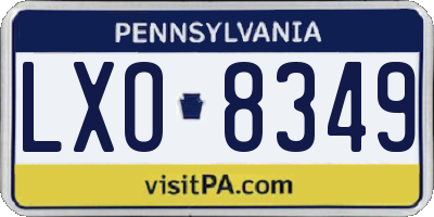PA license plate LXO8349