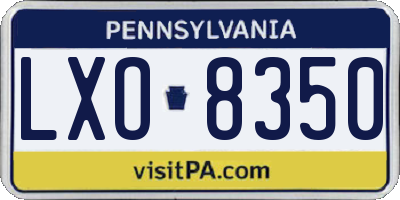 PA license plate LXO8350