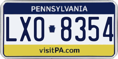PA license plate LXO8354