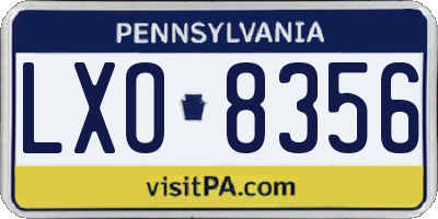 PA license plate LXO8356