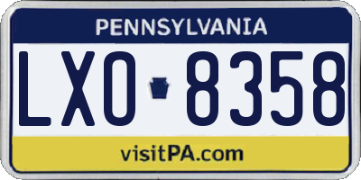 PA license plate LXO8358
