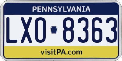 PA license plate LXO8363