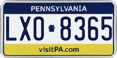PA license plate LXO8365