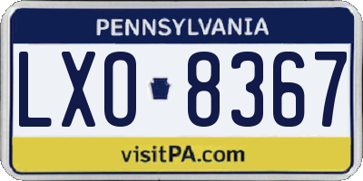 PA license plate LXO8367
