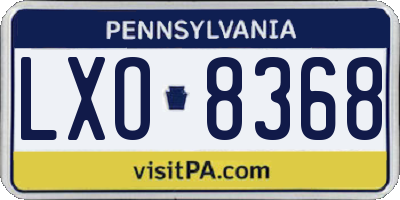 PA license plate LXO8368