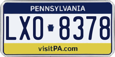 PA license plate LXO8378