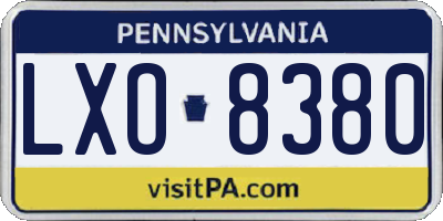 PA license plate LXO8380