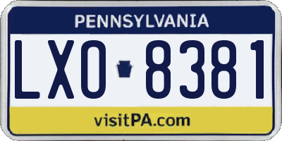 PA license plate LXO8381