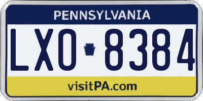 PA license plate LXO8384