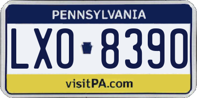 PA license plate LXO8390