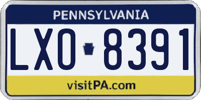 PA license plate LXO8391