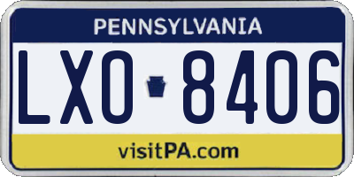 PA license plate LXO8406