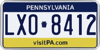 PA license plate LXO8412