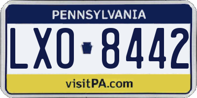 PA license plate LXO8442