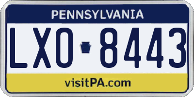 PA license plate LXO8443