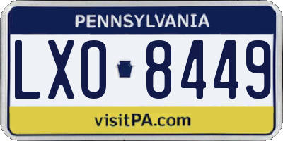 PA license plate LXO8449
