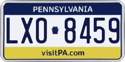 PA license plate LXO8459