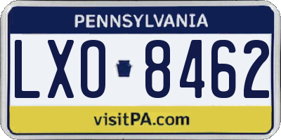 PA license plate LXO8462