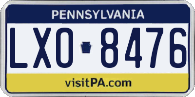 PA license plate LXO8476