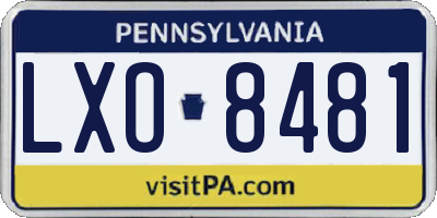 PA license plate LXO8481