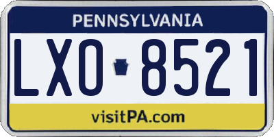 PA license plate LXO8521