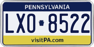 PA license plate LXO8522