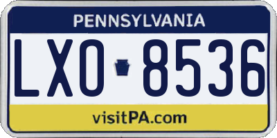 PA license plate LXO8536