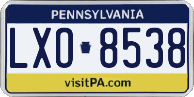 PA license plate LXO8538