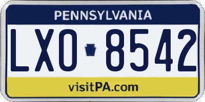 PA license plate LXO8542
