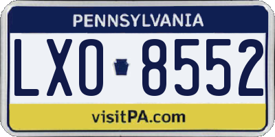 PA license plate LXO8552