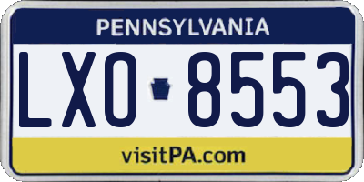 PA license plate LXO8553
