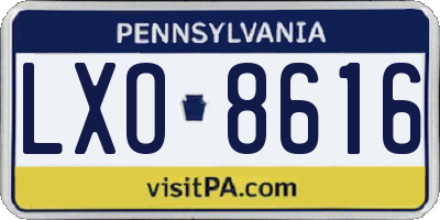 PA license plate LXO8616