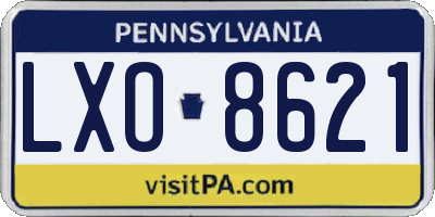 PA license plate LXO8621