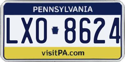 PA license plate LXO8624
