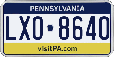 PA license plate LXO8640