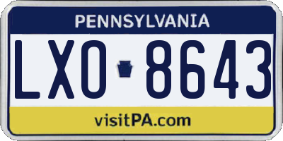 PA license plate LXO8643