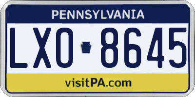 PA license plate LXO8645