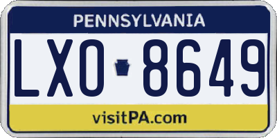 PA license plate LXO8649