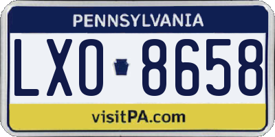 PA license plate LXO8658