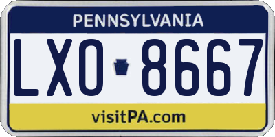 PA license plate LXO8667